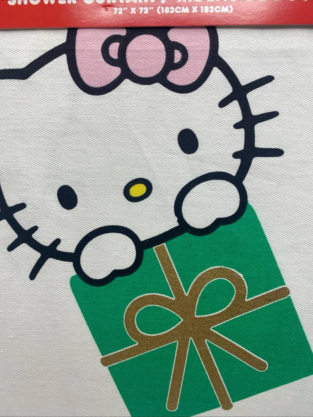 Hello Kitty In Present Christmas Shower Curtain 72x72 Holiday Bathroom Festive